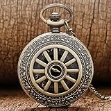 Klassische Taschenuhren Vintage Bronze Hohl Getriebe Quarz Taschenuhr Römische Ziffern Männer und Frauen Halskette Anhänger Kette Geburtstagsgeschenk Klassische T