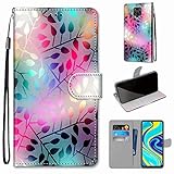 Miagon Flip PU Leder Schutzhülle für Xiaomi Redmi Note 9S,Bunt Muster Hülle Brieftasche Case Cover Ständer mit Kartenfächer Trageschlaufe,Zweig