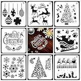 Guillala 1 Set Wiederverwendbare Weihnachtszeichnung Malschablonen Skala Vorlage Sets Verschiedene Weihnachtsstil Schablonen für Bastelkarten, Menschliche Körperbemalung, Scrapbooking