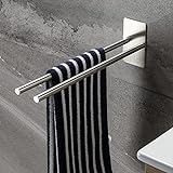 OETAMS Handtuchhalter Badezimmer Edelstahl 38CM Selbstklebend Handtuchstange Doppelt Handtuchhalter ohne Bohren tür B