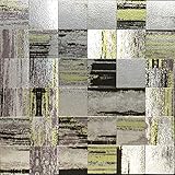WEIMEISC Küchenrückwand zum Abziehen und Aufkleben, Mosaikfliesen, 30 x 30 cm, Aluminium-Oberfläche, 3D-Wandaufkleber, Metallmosaik, 10 Stück, Schwarz / Gelb