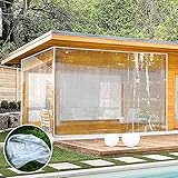 PIPRE 2m x 4m Außenvorhänge PVC Wasserdicht Transparent Winddicht Pavillons Balkonvorhänge, für Terrasse, Pavillon, Terrassen, Außenbereich, 500g/M²