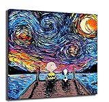 Wandkunst Bild Moderne HD Leinwand drucken Plakate und Drucke Künstler Wohn dekorative Wandbilder, Van Gogh abstrakte Ölgemälde Graffiti 60 x 60 cm ohne R