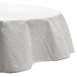 Beautissu Lena Gartentischdecke Rund 160 cm - Outdoor Tischdecke abwaschbar & wetterfest – Gartentisch Decke aus Weichschaum - Wasserabweisende Tisch Decke Weiß