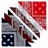 KEVOLLA BANDANA Herren Nickitücher Baumwolle Set Bandana Halstuch Herren Baumwolle 6 Pack Bandanas Männer Tuch 55 x 55 cm in 6 tollen Farb