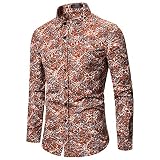 SSBZYES Herrenhemden Herren Langarmhemden einfarbige Hemden Herren Freizeithemden Langarm Slim Herren Blumen Lang