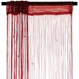 Smartfox Fadenvorhang 140 x 250 cm in Rot mit Perlen Fadengardine Fadenstore Vorhang Schal F