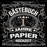 Papier Hochzeit Gästebuch 1 Jahre: Papier Hochzeit 1 Jahr Gästebuch zum Hochzeitstag nach 1 Jahr. Zum Eintragen von Glückwünsche und Fotos im ... Gold Edel Schwarz Vintage Retro Luftschlang