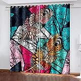 YTSDBB Verdunkelungsvorhang ​Kinderzimmer Cartoon Farbe abstrakt geometrisch B 234 x H 230 cm 3D Digitaldruck Druckmuster Öse thermisch isoliert 90% für Schlafzimmer Wohnzimmer ​Kinderzimmer Jung
