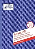 AVERY Zweckform 1725 Auftrag (A5, 2x40 Blatt, selbstdurchschreibend mit farbigem Durchschlag, zur systematischen Erfassung aller relevanten Auftragspositionen) weiß/gelb