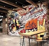 YIERLIFE 3D Fototapeten Vlies Wandbild - Europäische und amerikanische Graffiti-Gitarren-Rockmusik - Fototapete Wandbild, 3D Bild Poster Aufkleber Hintergrund Wandbilder Wohnzimmer Tv Sofa Hinterg