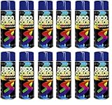 12er Sparpack (1 Karton) Lackspray glänzend 400ml ultramarinblau glanz RAL 5002
