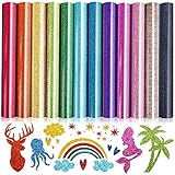 Souarts Plotterfolie Textil, A4 Vinylfolie Transferpapier zum Aufbügeln Plotter, Wärmeübertragungsfolie Plotter für DIY T-Shirt Textil Handwerk Leder 30cmx25cm (Bunt Regenbogen 12PCS)