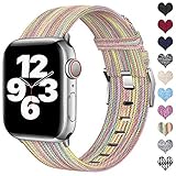 Ouwegaga Kompatibel mit Apple Watch Armband 38mm 40mm 41mm 42mm 44mm 45mm, Ersatzgewebe Band Stoff Armband Kompatibel mit iWatch Serie 7 6 5 4 3 2 1 SE, Bunt 38mm/40mm/41
