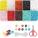 5000 Stück Perlen zum Auffädeln, 3mm Mini Glasperlen mit Elastisch Schnur, Perlen Ketten Selber Machen Set, Bastelperlen für Auffädeln Armbänder Schmuck Basteln DIY, Geschenk Kinder M