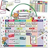 alles-meine.de GmbH Stundenplan - magnetisch + abwischbar - Wisch & Weg - Wochenplaner / Memoboard - lustige Maus & Katze - inkl. Name - mit Folienstift - incl. 75 Stück Mag