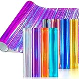 Vinylfolien 10 Satz, Ohuhu 8 Farben Funkelnde Plotterfolie + 2 Transferband für Vinyl, 30x30cm Permanente DC Fix Klebefolie für Party, Auto, DIY-Dek
