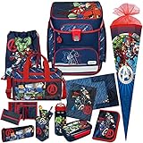 AVENGERS - SCOOLI Undercover EasyFit Schulranzen-Set 12tlg. mit SPORTTASCHE, SCHULTÜTE, BROTDOSE, TRINKFLASCHE und STIFTEKÖCHER - GUMMIZUGMAPPE und GELDBÖRSE GRATIS!