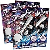 com-four® Zinngießen mit 16 Figuren und 4 Löffel, Silvestergießen das Partyspiel die gesunde Alternative zum Bleigießen, Nicht nur zu Silvester (20-teilig)