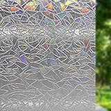 Statisch haftende Fensterfolie, Sichtschutz, entfernbar, 3D-dekorative Glasschiebetür, Sichtschutz, Fensterfolie, Buntglas, blickdicht, Terrassenfenster, Haftfolie für Garagentor, 45 x 200