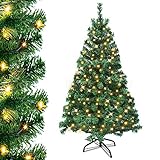 UISEBRT Weihnachtsbaum Künstlich mit Beleuchtung 180cm - LED Weihnachtsbäume Tannenbaum Christbaum Dekobaum mit Lichterkette und Ständer, Grü