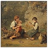 Artland Leinwandbilder Wandbild Bild auf Leinwand 30x30 cm Gemälde Kartenspielende Schusterjungen U2R