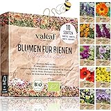 valeaf BIO Wilde Blumen Samen Set I 10 Sorten bienenfreundliche Blumensamen für Bienenwiese I Premium BIO Samen Blumen I Wildblumen Samen I Blumenmischung Samen I Bienenweide Wiesenblumen S