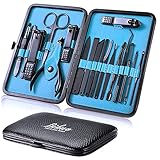 Bihuo Nagelknipser-Set mit Etui - Professionelles Maniküre-Set, 18-teiliges Nagelpflege-Set, Edelstahl, Maniküre-Pediküre-Set, Reise-Fingernagelpflegeset für Männer und Frauen, Vatertagsgeschenk