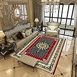 Kunsen Kinder teppiche Ethnischer Stil Teppich Retro rot schwarz rechteckig Dekoration Wohnzimmer Rug Wohnzimmer Teppich 80X160CM 2ft 7.5' X5ft 3'