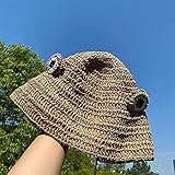 BUXIANGGAN Mütze Beanie Hut Frauen Netter Frosch Mit Strohhut Häkeln Strickmütze Kostüm Beanie Hüte Frauen Geschenk Hip-Hop Fotografie Prop Party Cap 55-58Cm Khak