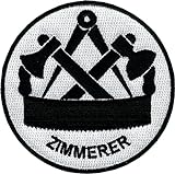 JOB Stick-Aufnäher Patch Zunft Emblem Wappen ZIMMERER Ø 8 cm schwarz/weiß