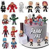 MEZHEN Tortendeko für Superhelden Kuchen Deko Geburtstag Cartoon Tortenaufleger Superhelden Cake Topper Hero Torte Deko Happy Birthday Kindergeburtstag Deko 12 Stück