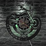 Eld Motorrad Vinyl Schallplatte Wanduhr Modernes Design Einzigartiges Kunstdesign Wanduhr für Werkstatt Dekor Motorradfahrer Geschenk Zeitmesser Kunst Wanduhren U