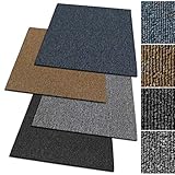 Meisterei Floordirekt Design Teppichfliesen Moskau 50x50 cm selbstliegend - strapazierfähiger Teppich Bodenbelag mit hochwertigem Schlingenflor - antistatisch mit Bitumen Rücken (Blau)