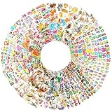 Vatsluave Kindersticker 1000+, 36 Blatt, 3D Puffy Stickers für Kinder, Massenaufkleber für Mädchen Jungen Geburtstagsgeschenk, Scrapbooking, Tiere, Autos, Einhorn, Alphabet, Zahlen und D
