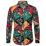 Freizeithemden Herren Modern Urban Revers Strickjacke Slim Fit Herren Langarm Herbst Winter Neuheit Kreative Druck Herren Hemd Casual Urlaub Herren S