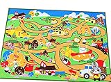 WFF56 Blockspielteppich Straßenteppich Cartoon-Elemente Kinderstadtteppich Schlafzimmer Wohnzimmer Kinderzimmer Babyzimmerdekoration(Color:D,Size:100 * 140CM)