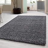 Hochflor Shaggy Teppich für Wohnzimmer Langflor Pflegeleicht Schadsstof geprüft 3 cm Florhöhe Oeko Tex Standarts Teppich, Maße:80x150 cm, Farbe:G