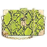 Abendtasche für Frauen, Schlangenhaut-Muster, Umschlag-Clutch, Geldbörsen, Crossbody-Tasche für Damen, Hochzeit, Brautball, Grün , Einheitsgröß