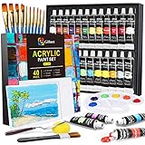 Gifort Acrylfarben Set [24x 22ml], Inklusive 10 Pinsel, Wasserbasis Acrylfarbe für Steine, Holz, Papier und Leinwand, Acryl Farben Set für Kinder, Erwachsene, Bastler,