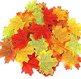 Ahornblätter Deko, 300Stück Herbst Dekoration Ahornblatt, Verschiedene gemischte Herbst farbige künstliche Ahornblätter für Hochzeiten, Halloween, Thanksgiving, Veranstaltungen und Outdoor Dek