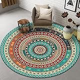 3D Blau-Rotes Mandala Runder Teppich 90 cm Weich Waschbar, Flur Teppich Wohnzimmer Bad Küche Teppich rutschfest Waschbar Fußabtreter, für Wohnzimmer S