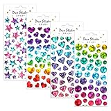 HIFOT Aufkleber 3D Für Kinder Mädchen, Geschwollen Stickers Kristall Funkeln, Reißfest, Fünfzackiger Stern Runden Liebe Diamant gestalten, Kalender Scrapbook Planner Journal Aufkleb