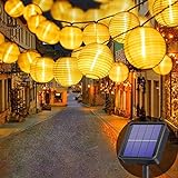 Lezonic Solar Lichterkette Lampion Außen, 8 Meter 30 LED Laternen 8 Modi Wasserdicht Solar Beleuchtung für Garten, Balkon, Hof, Hochzeit,Weihnachten,Party Deko (Warmweiß)