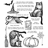 Hallowwen Katzen Fledermaus-Hüte Besen Kürbis-Stempel für Kartengestaltung Spinnennetz Happy Halloween Worte Phrase Klar Gummistempel für DIY Scrapbooking Papier Handwerk Handwerk Scrapbooking Zubehö