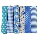 UOOOM 6 Stueck 50 x 50cm Stoffpakete Patchwork Stoffe Baumwolle Tuch DIY Handgefertigte Nähen Quilten Stoff Baumwollgewebe Verschiedene Designs (Blau)