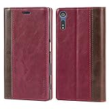 Mulbess Handyhülle für Sony Xperia XZ Hülle Leder, Sony Xperia XZ Handytasche mit BookStyle Flip Schutzhülle für Sony Xperia XZ/XZs Case, Wein R