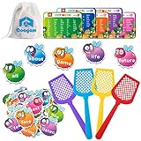 Coogam Sichtwörter Klatsche Spiel mit 400 Fry-Sichtwörter und 4 Fly Swatters Set, Dolch Wortliste Phonics, Alphabetisierung Lernen Lesen Flash-Karten Spielzeugspiele für Kind 3 4 5 J