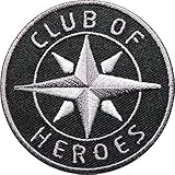 Club of Heroes 2 x Kompass Aufnäher gestickt rund 62 mm/Aufbügler Patch Flicken Bügelflicken Abzeichen Applikation Stickerei/bestickte Patches zum aufnähen aufbügeln (Anthrazit)