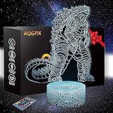 3D-Lampe Illusion Godzilla Mädchen Nachtlicht 16 Farben dimmbar USB Powered Touch Control mit Fernbedienung, kreatives Geschenk für Jungen ab 10 J